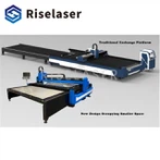 Macine Torri Laser Ffibr Riselaser Gyda Llwyfan Cyfnewid